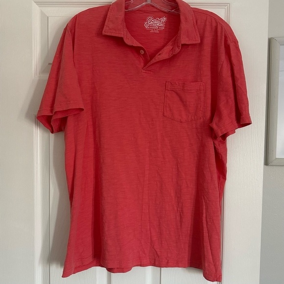 SOUTHERN TIDE Men’s Watermelon Red Sun Farer Slub Cotton Short Sleeve Polo L - Picture 1 of 10